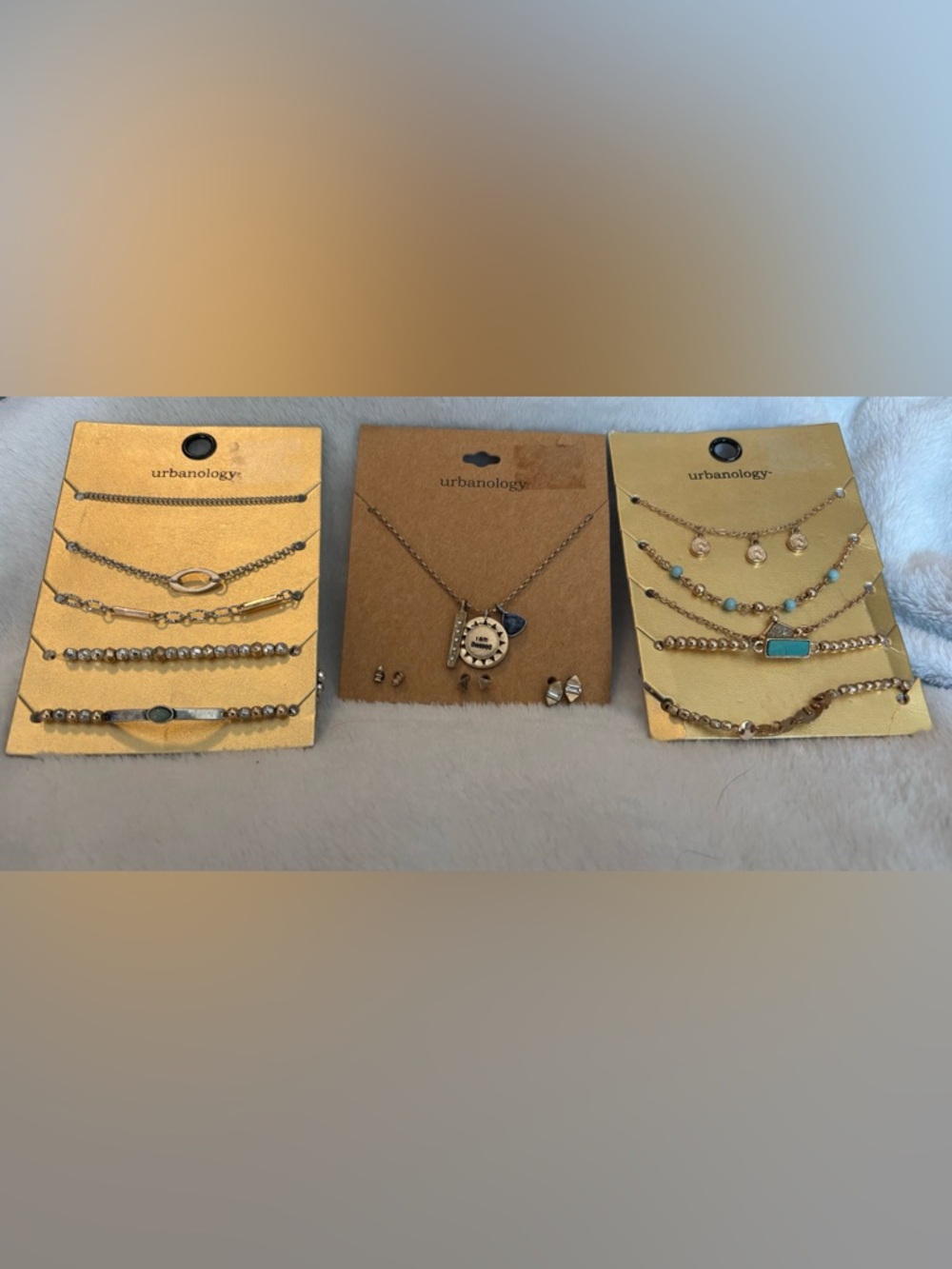 Gold-Tone Layered Pendant Necklace  and Bracelet Set